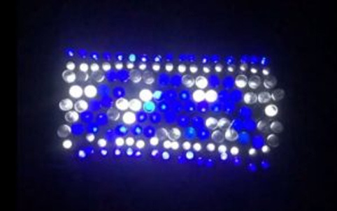 This array of nearly 150 LEDs is powered by repeatedly sticking 