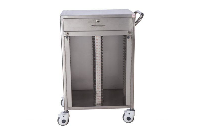 Stainless Steel 50-grid Medical Record Clip Cart