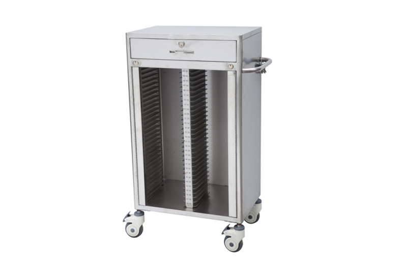Stainless Steel 60-grid Medical Record Clip Cart
