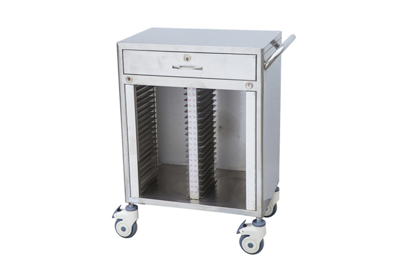 Stainless Steel 40-grid Medical Record Clip Cart