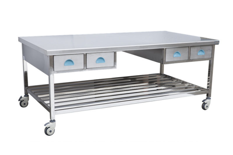 Mesa de trabajo de hospital de superficie de acero inoxidable