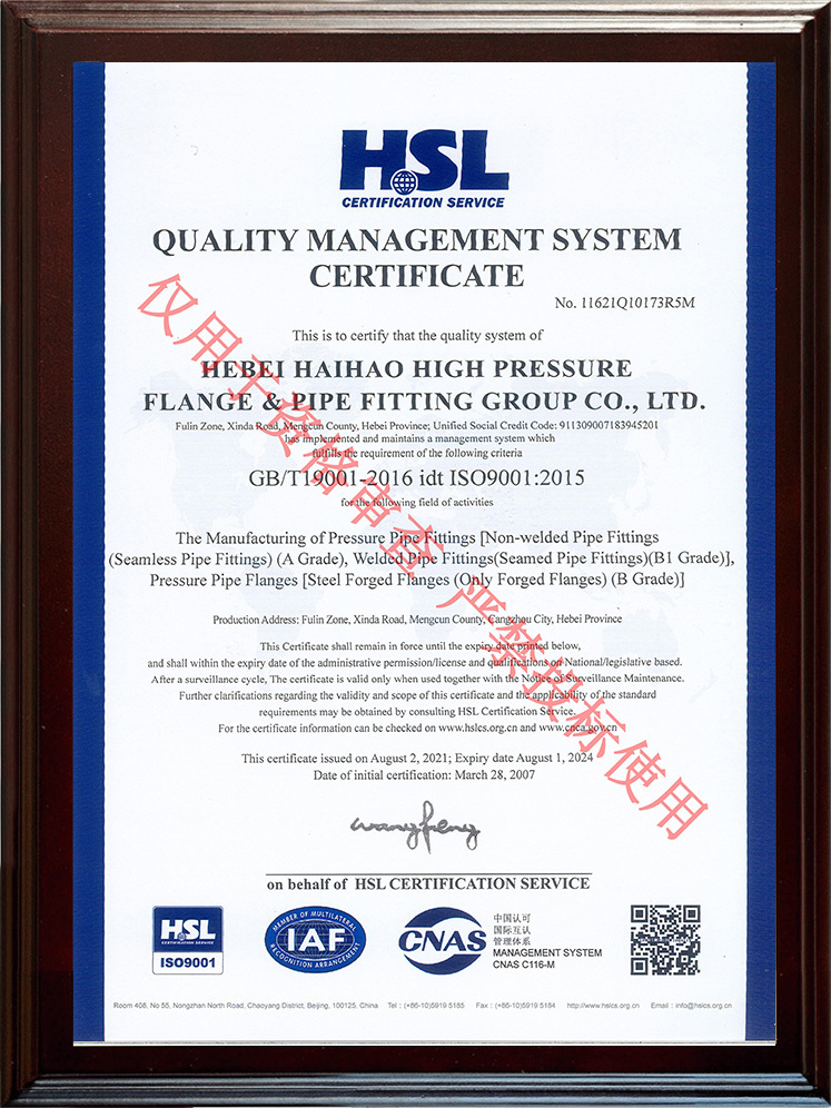 ISO9001 证书 英文