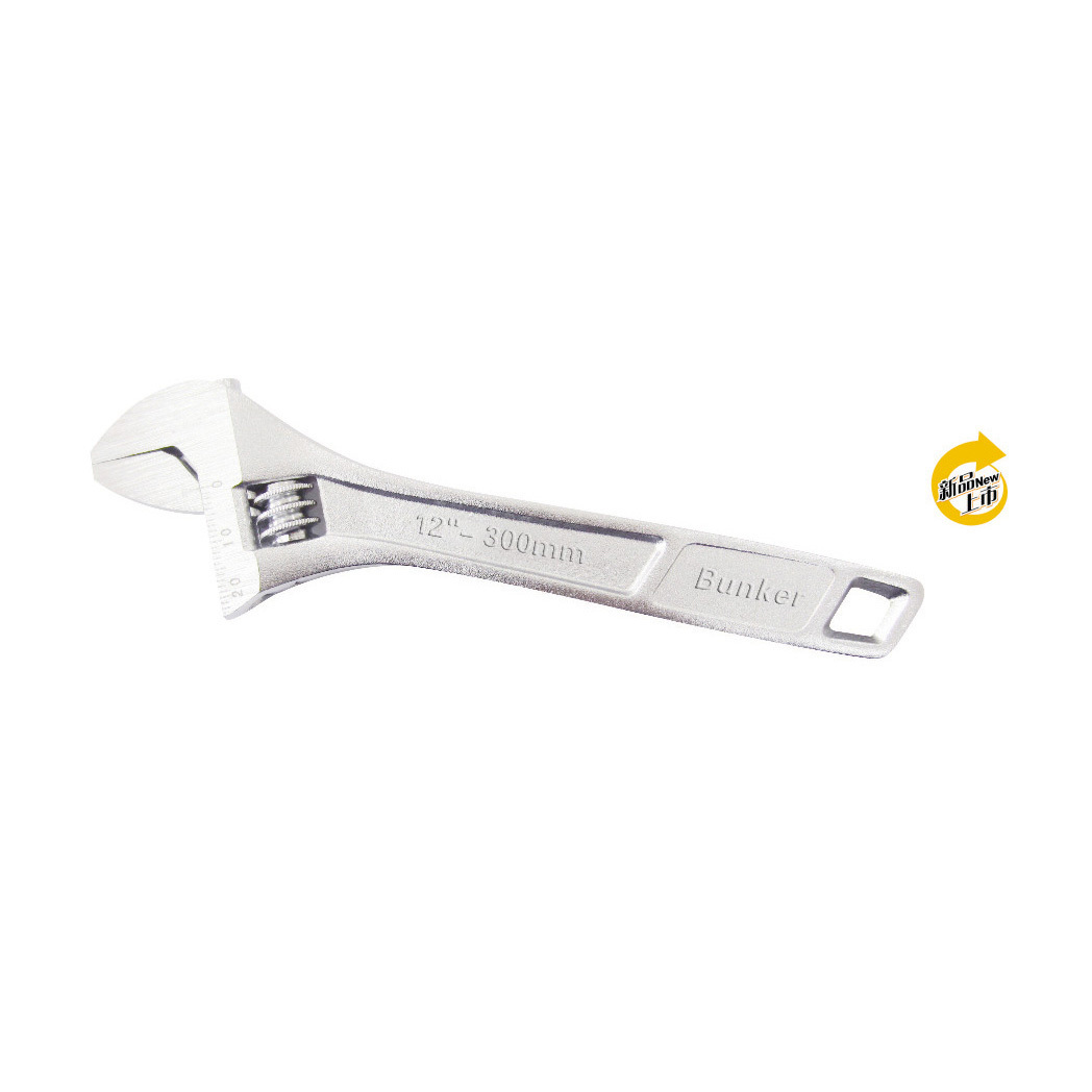 Bright chrome adjustable wrench