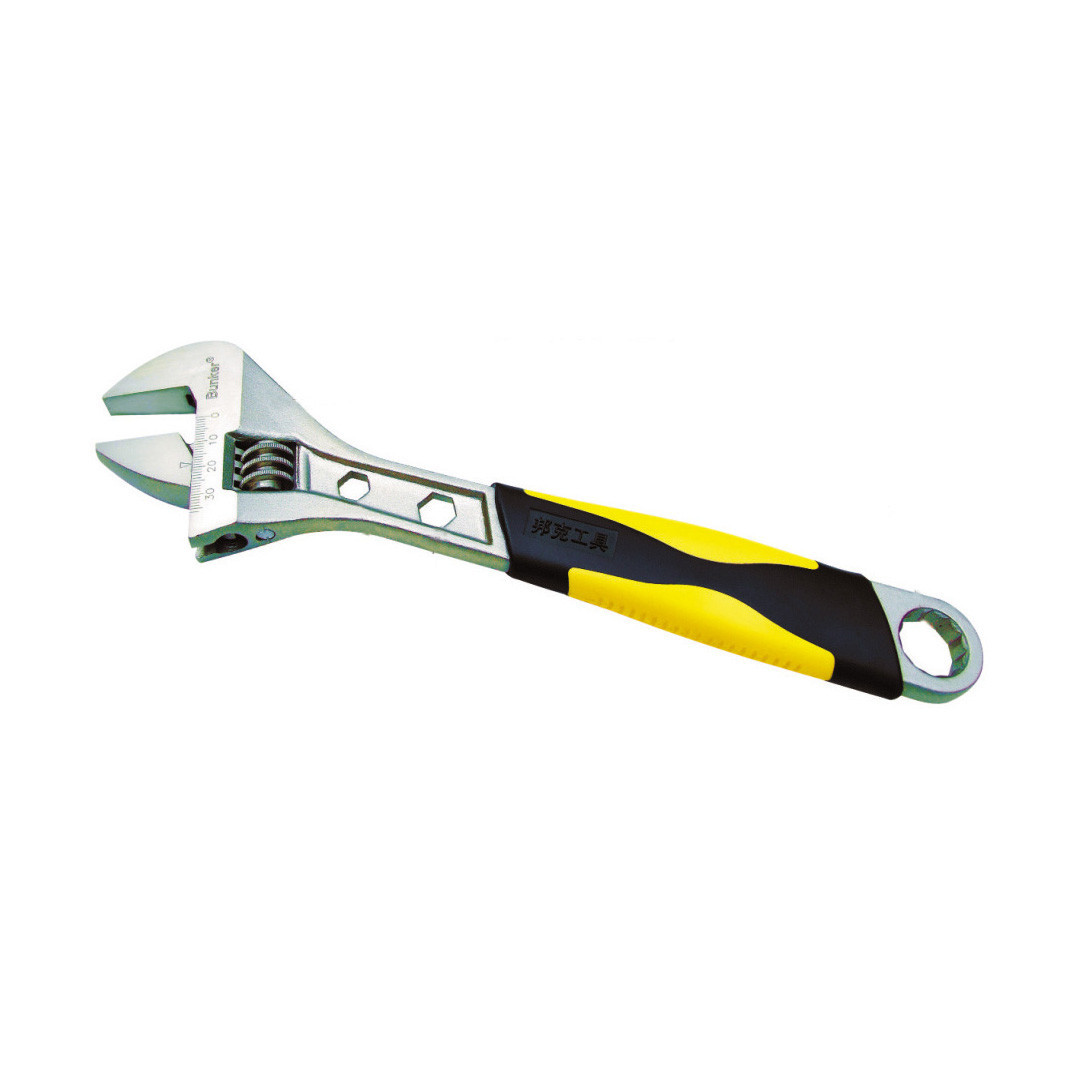 Rubber handle adjustable wrench