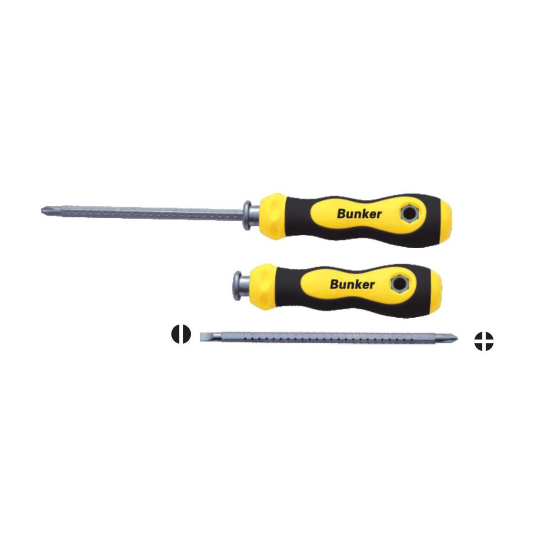 Retractable (4-6) three-pronged screwdriver