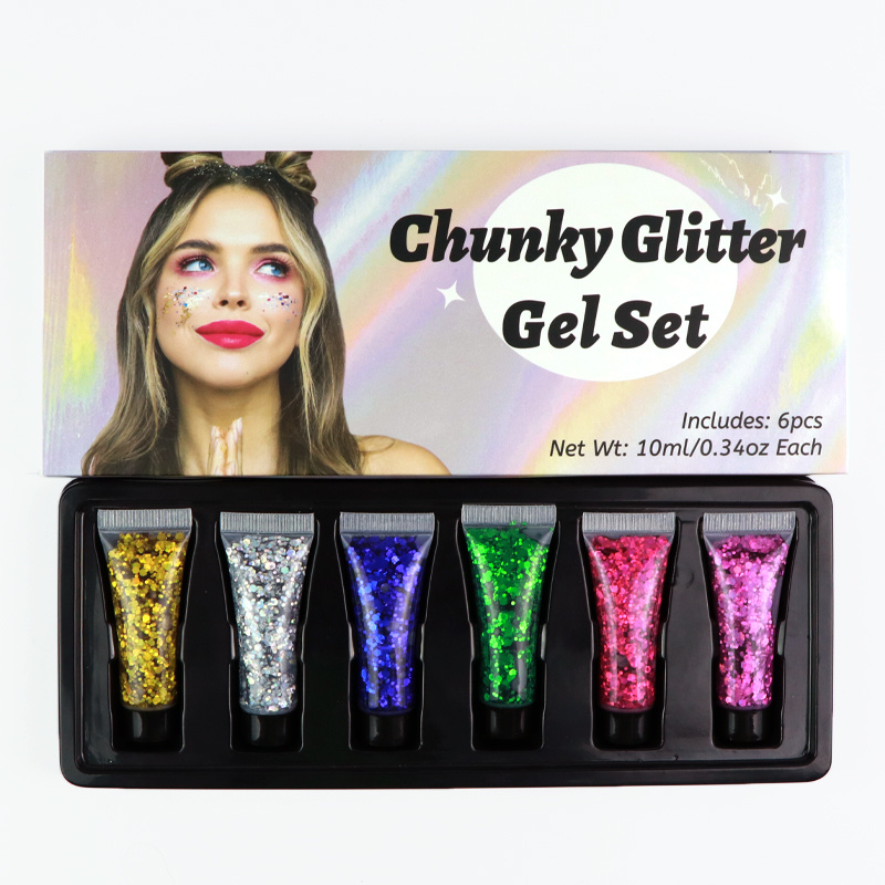 6-color Chunky Glitter Gel Set