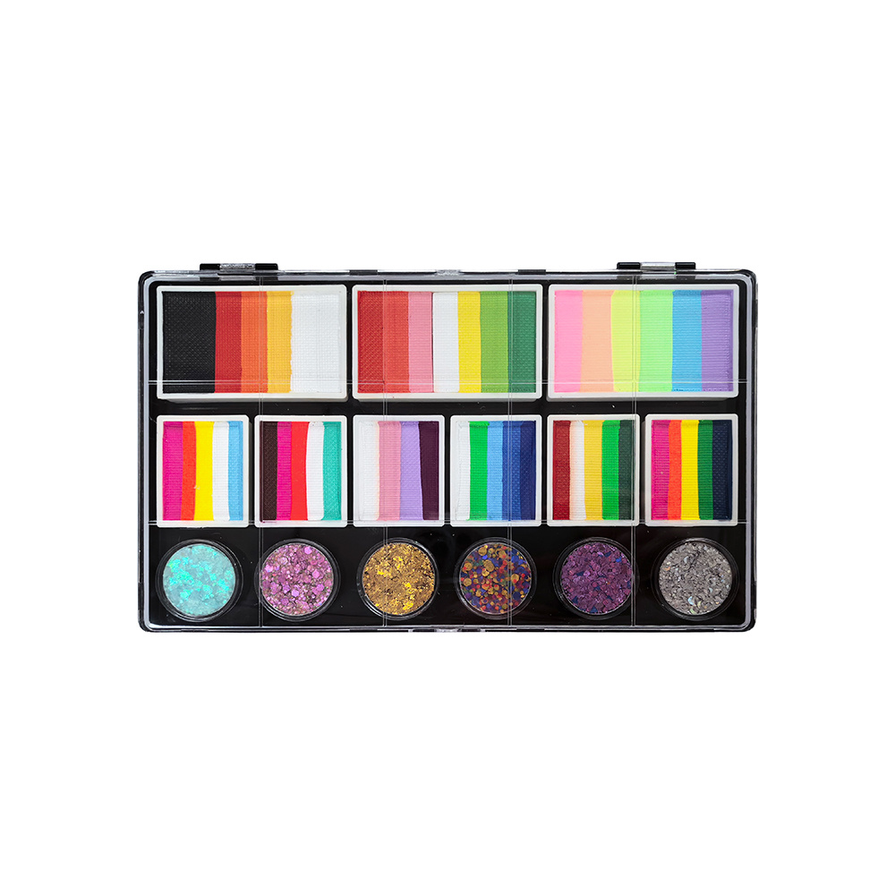 Split Face Paint Palette with Pressed Chunky Glitter