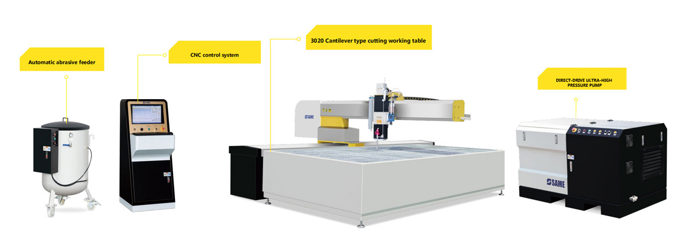 Cantilever type three axis waterjet cutting machine