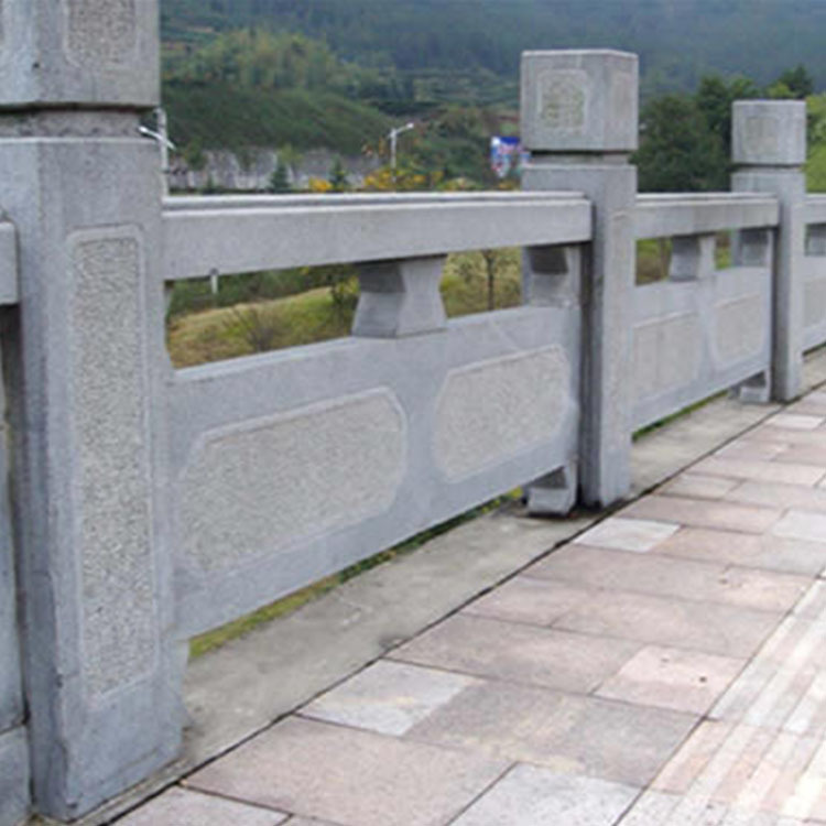 灰色大理石河道栏板栏杆-河边石护栏制作厂家-鑫特雕塑集团