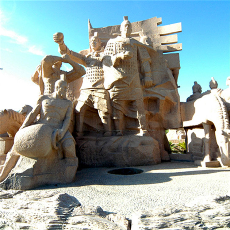 甘肃酒泉59米长霍去病公园大型石材群雕——《大漠魂》