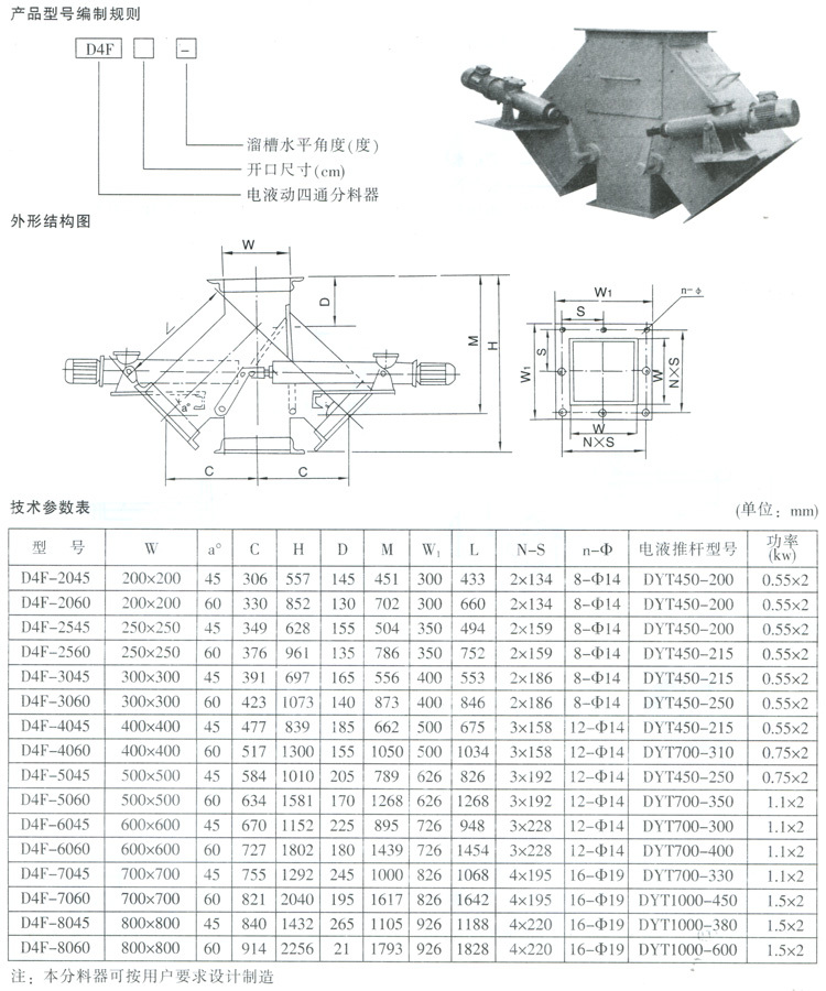 D4F型電液動(dòng)四通分料器