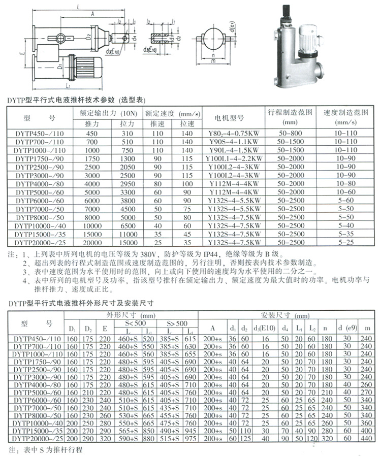 DYTP型平行式電液推桿