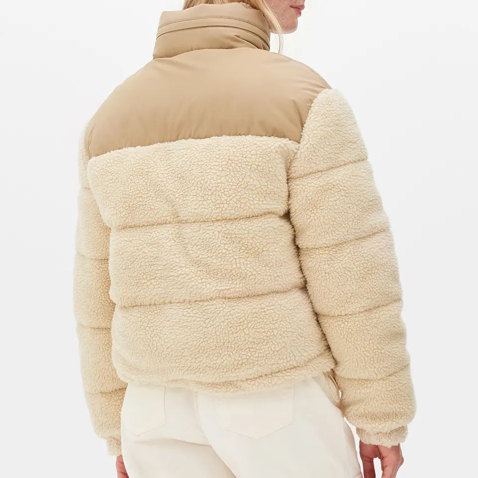 womens winter puffer sherpa fleece jacket