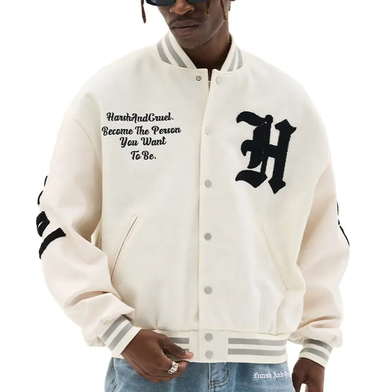 Custom chenille embroidery Men's baseball jacket