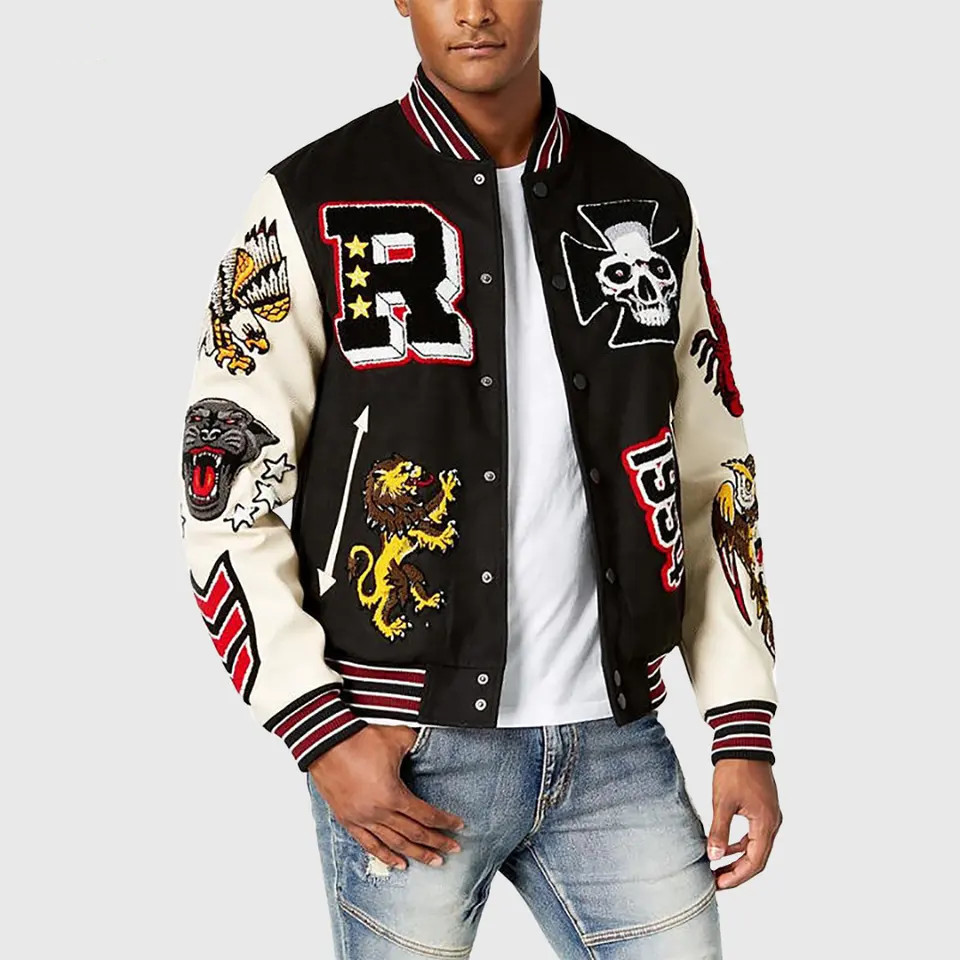 Custom chenille embroidery Men's baseball jacket