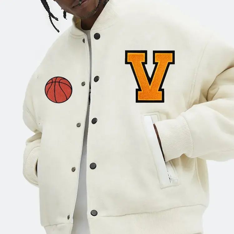 Custom chenille embroidery Men's baseball jacket