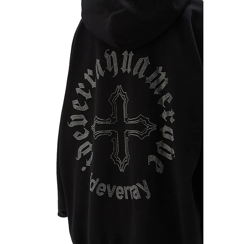 rhinestone print hoodie