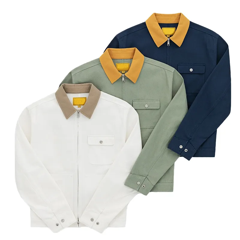 custom corduroy collar hemp cotton shirt men's jacket