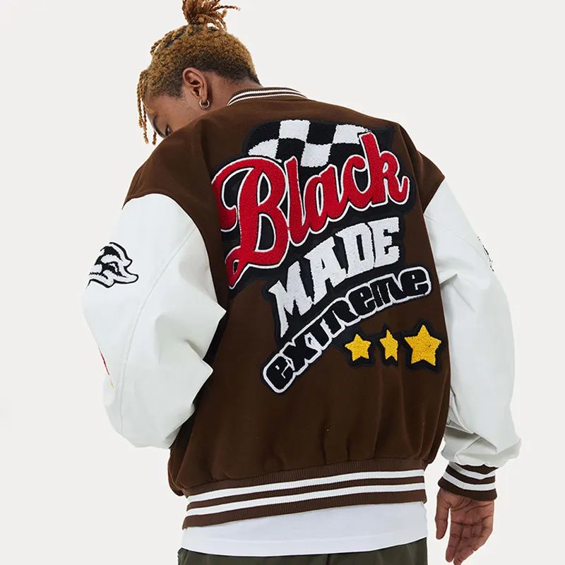 Custom chenille embroidery Men's baseball jacket