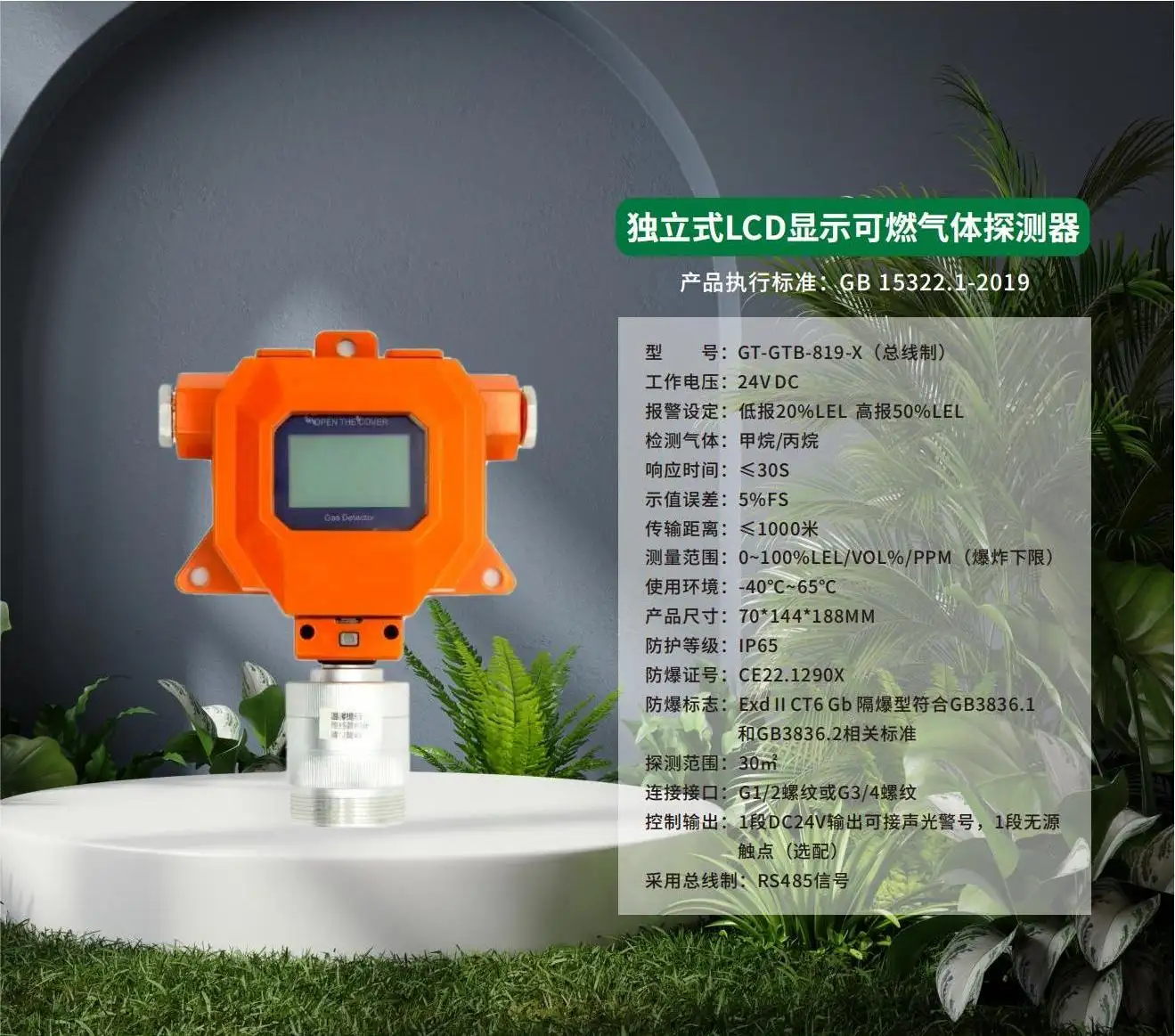 獨(dú)?式LCD顯?可燃?體探測(cè)器