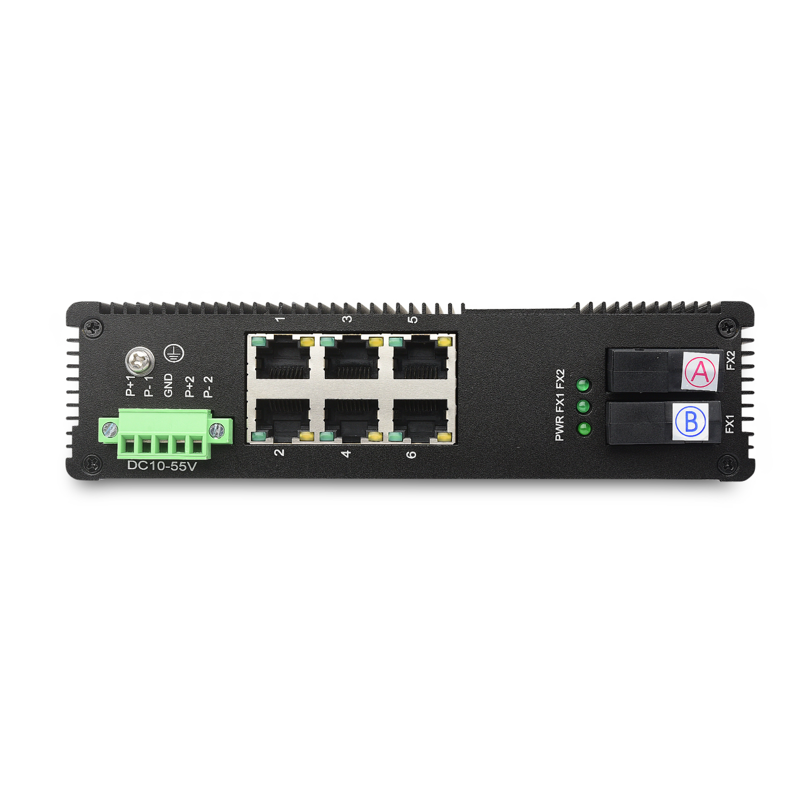 6 10/100TX PoE/PoE+ and 2 100FX | Unmanaged Industrial PoE Switch JHA-IF26HP