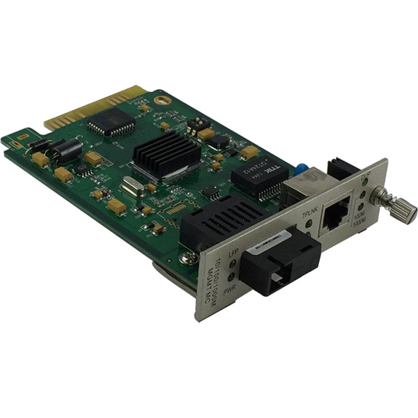 1 10/100/1000 Base-TX – 1 1000 Base-FX Single Fiber Card Type Managed Fiber Media Converter JHA-MG11C