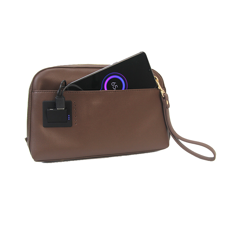 Front 10000mAh wireless charging men's clutch bag