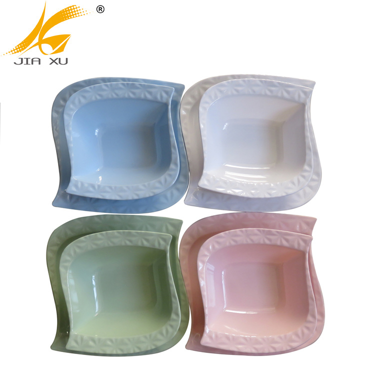 color melamine plate and bowl blue plate square green bowl pink melamine tableware white square plate and  bowl
