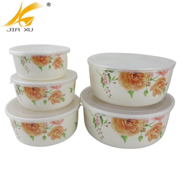 30% melamine 5pcs storage bowl set with lid  wholesale bowl with cover custom design