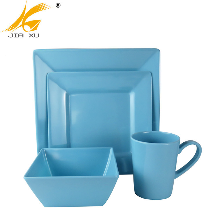 16pcs 100% Melamine Square Shape Dinnerware Set Wholesale A5 High Quality Melamine Plate And Bowl Tableware