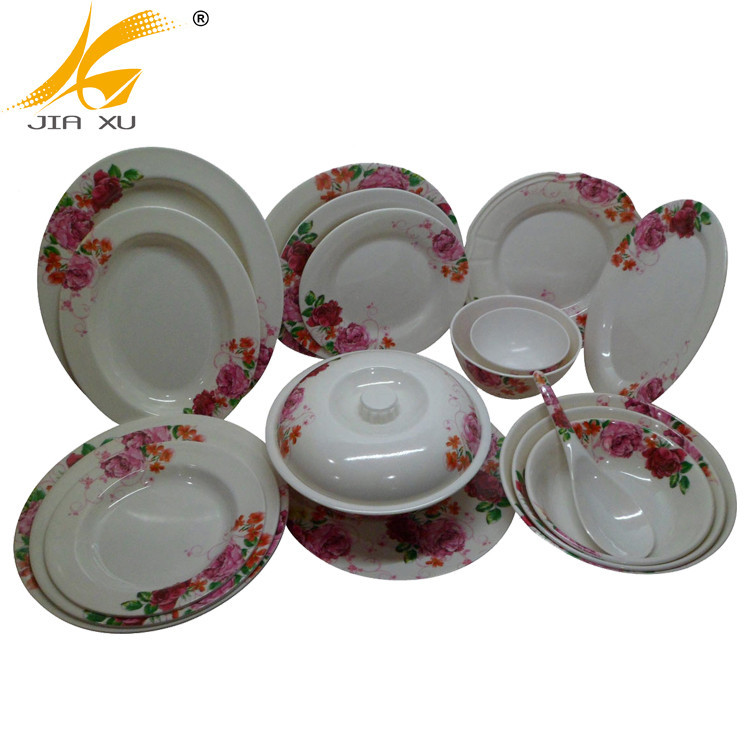 Melamine dinnerware set customized design 4C CMYK printing factory price 30% melamine plate
