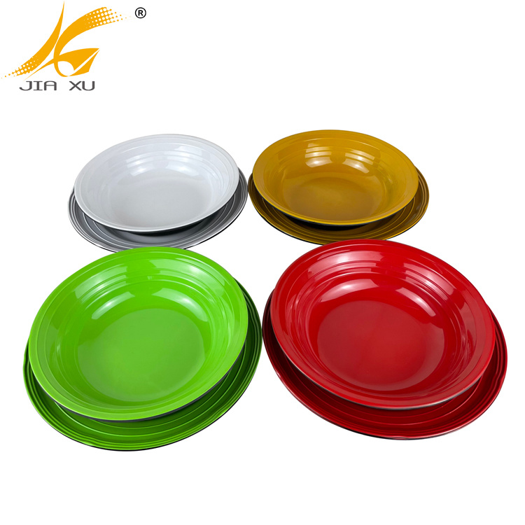 double color melamine plate red and black plate orange and black green and black wavy plate