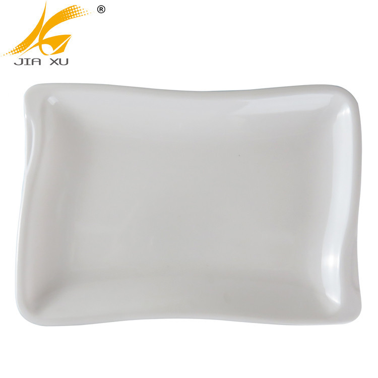 Melamine wavy rectangular plate white solid plate wholesale