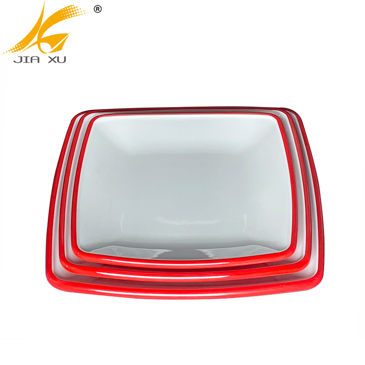color melamine plate red and white melamine tableware