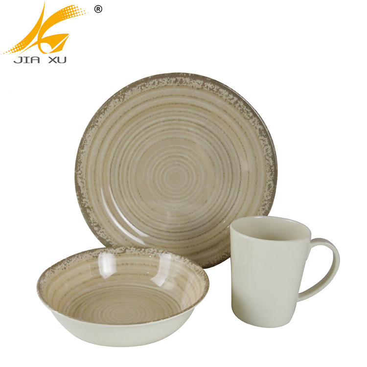 12pcs 100% melamine dinnerware set A5 high quality wholesale melamine two-tone tableware set