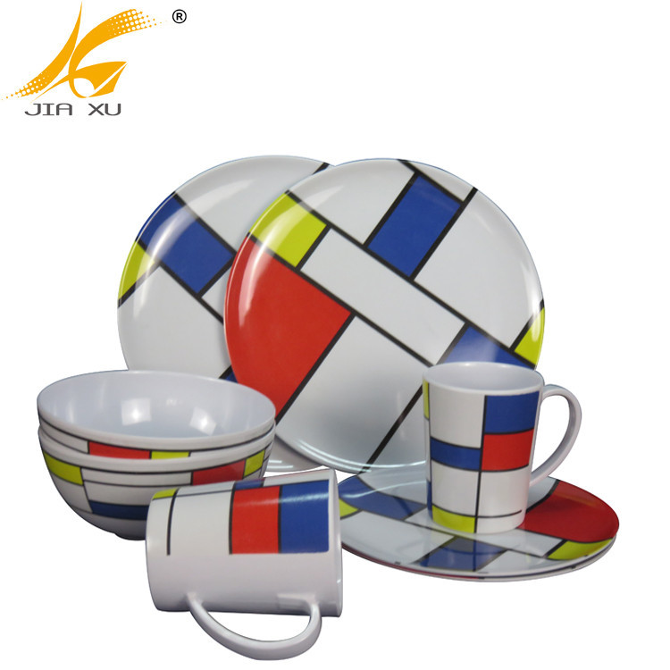 16 pcs 100% melamine dinnerware set wholesale A5 high quality round melamine dinner set