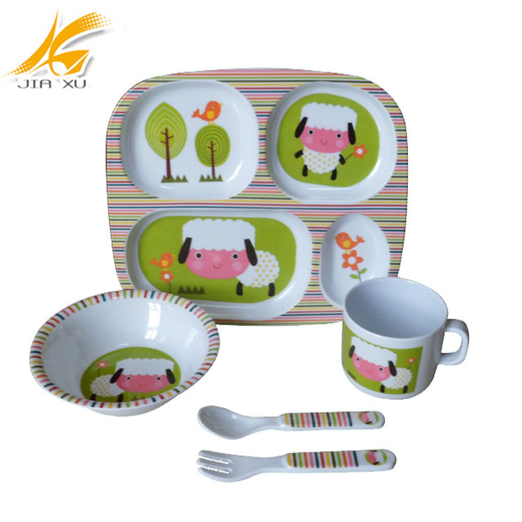 100% melamine children dinnerware set high quality 4-section plate kids kitchen set