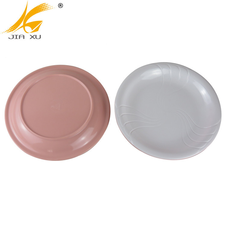 100% melamine round plate A5 high quality two tone solid color inner wavy deep plate