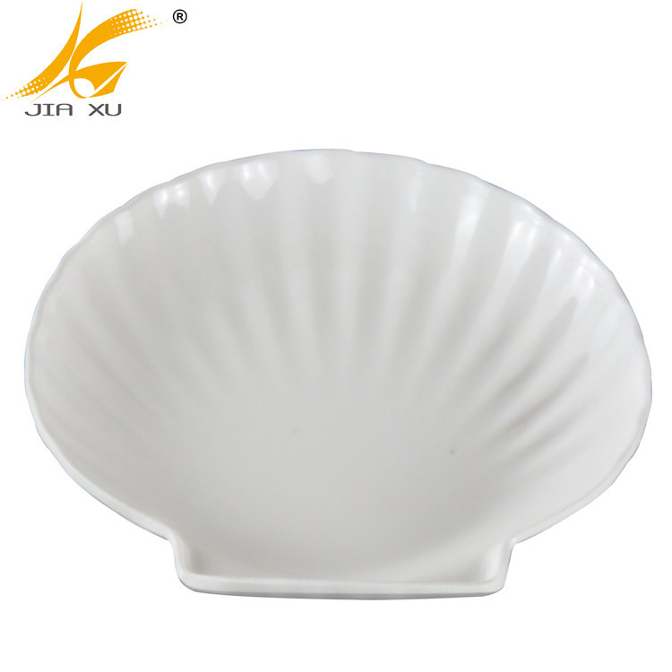 Melamine shell shape dish white solid plate wholesale