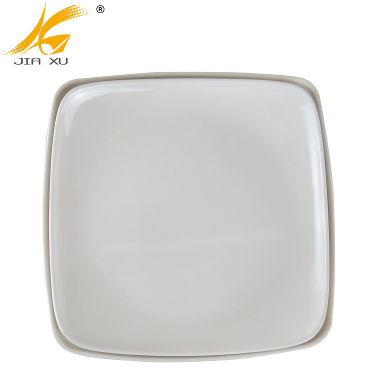 Melamine square white plate solid 8inch dinner plate wholesale