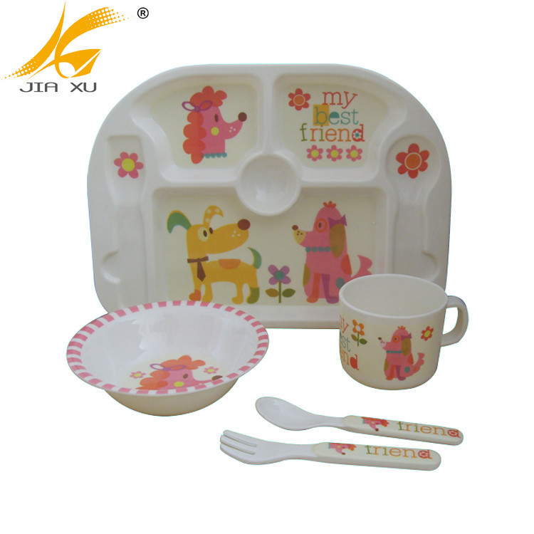 5pcs 100% melamine kid's dinner set A5 high quality children dinnerware