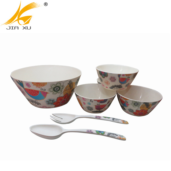 melamine salad bowl with spoon set wholesale melamine bowl food grade tableware custom design printing