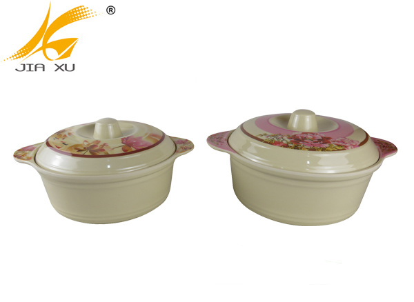 melamine handle bowl with cover wholesale round serving bowl with lid custom design printing