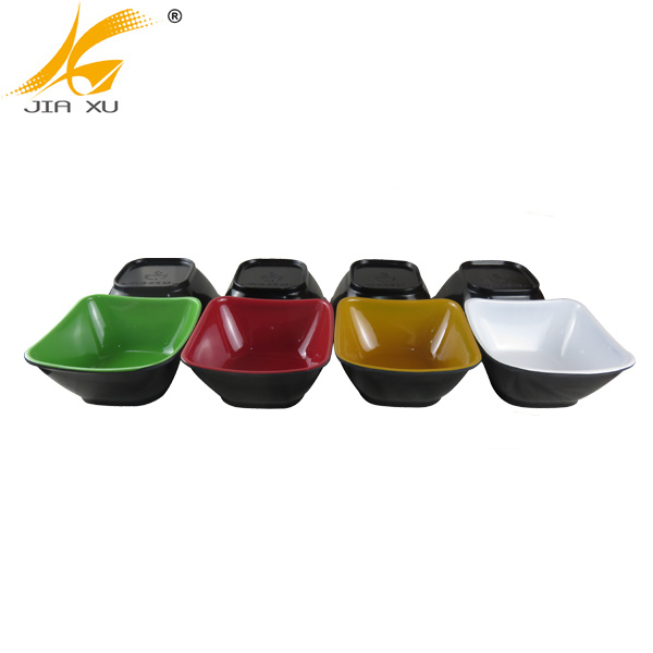 double color melamine bowl red and black square bowl orange and black rice bowl green and black melamine bowl