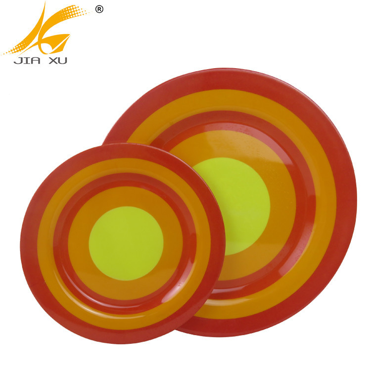 Two color melamine round plate 100% melamine high quality two tone color plate