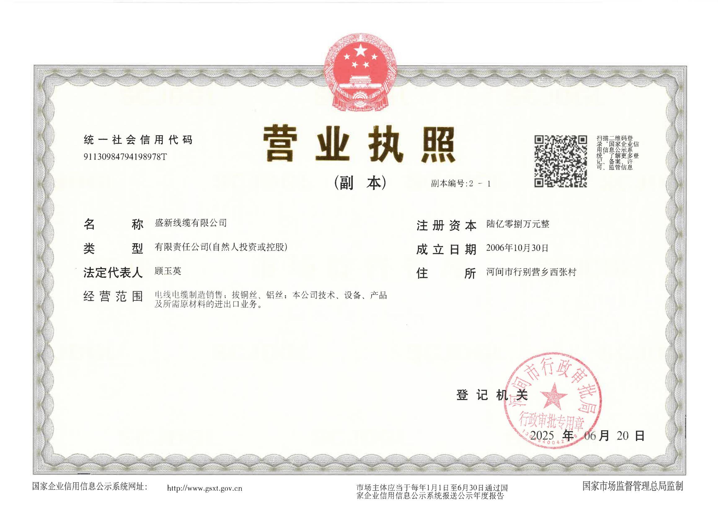 营业执照（副本）
