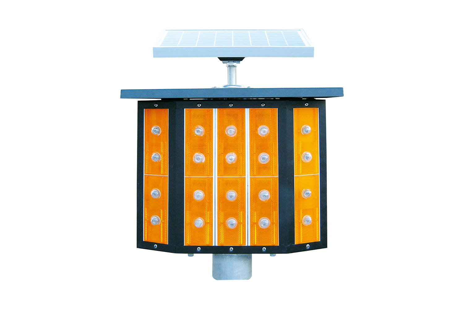 Solar - powered Yellow Flashing Warning Light