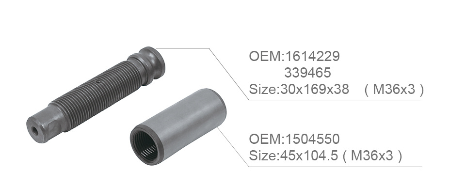 Volvo Leaf Spring Pin And Bushing PINO BALANCA OEM 1614229 339465 1504550 Size 30x169x38(M36x3) Bushing 45x104.5(M36x3)