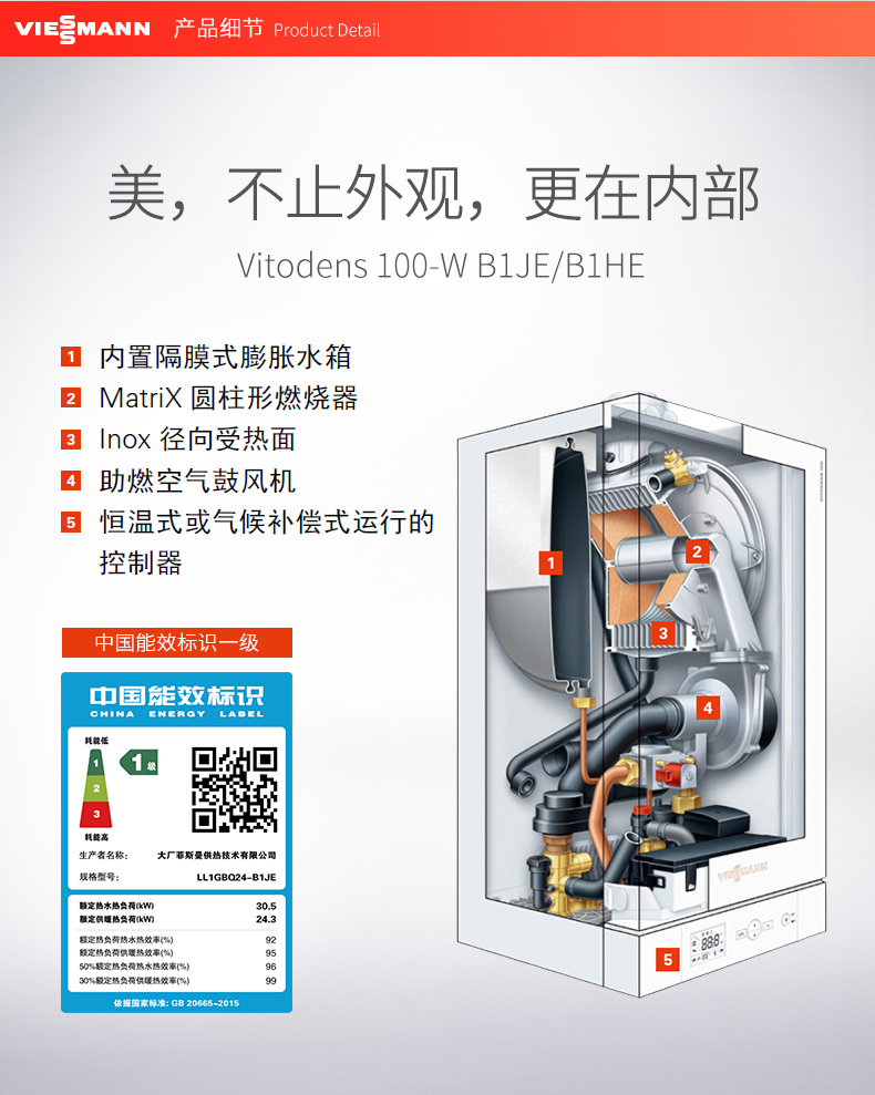 菲斯曼（Viessmann）冷凝采暖壁掛爐B1JE兩用爐（采暖+生活用水）