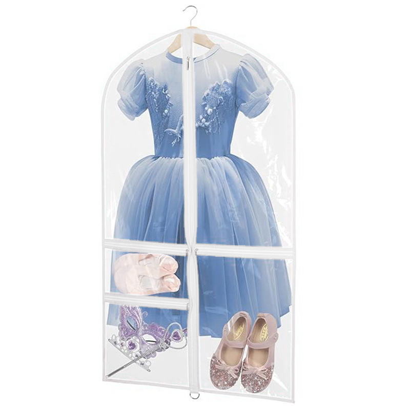Wholesale Transparent PVC Children Clothes Dustproof Bag Multi Pocket Dance Dress Garment Cover Suit Bag